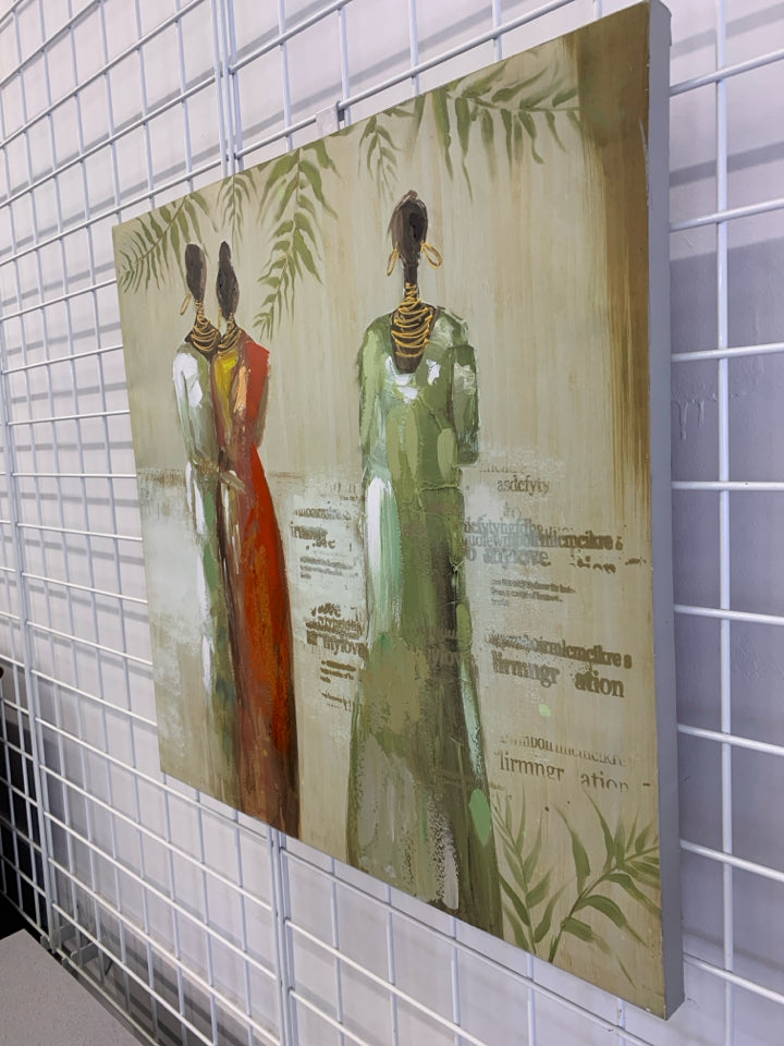 3 WOMAN IN DRESSES WALL CANVAS.