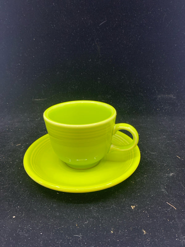 LIME GREEN FIESTA WARE CUP AND SAUCER.