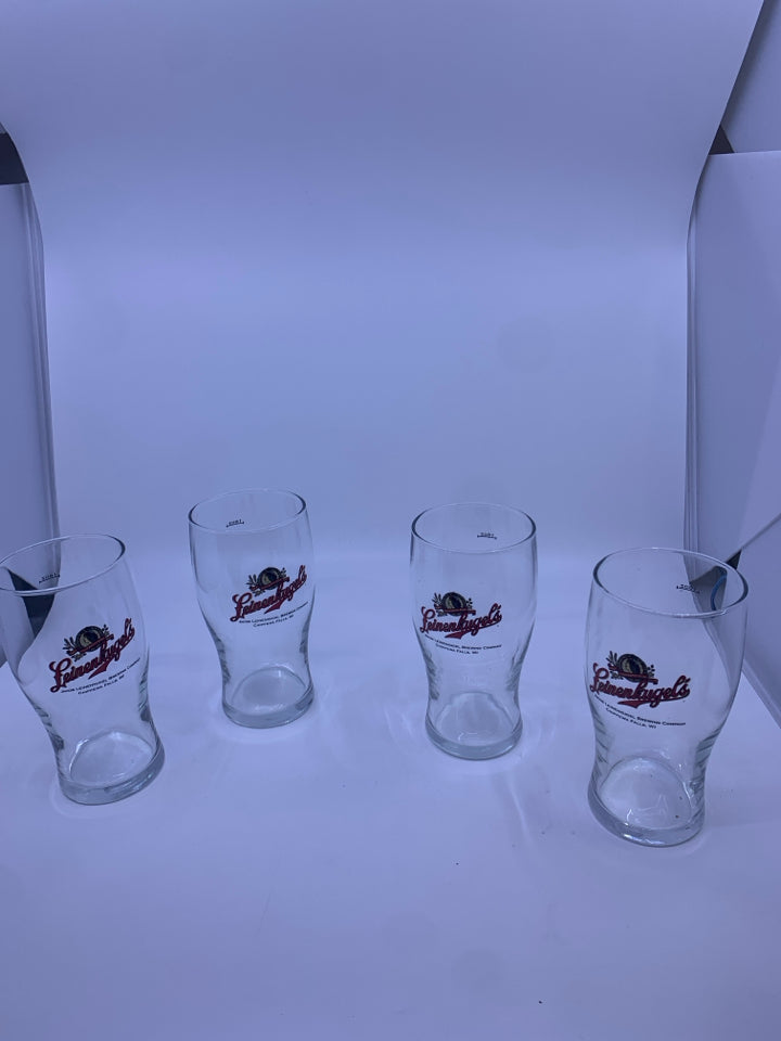 4 LEINENKUGEL'S BEER GLASSES.