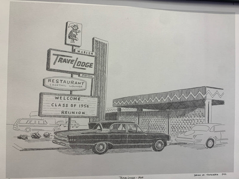 "TRAVELODGE-1964" SIGNED PRINT WALL ART.