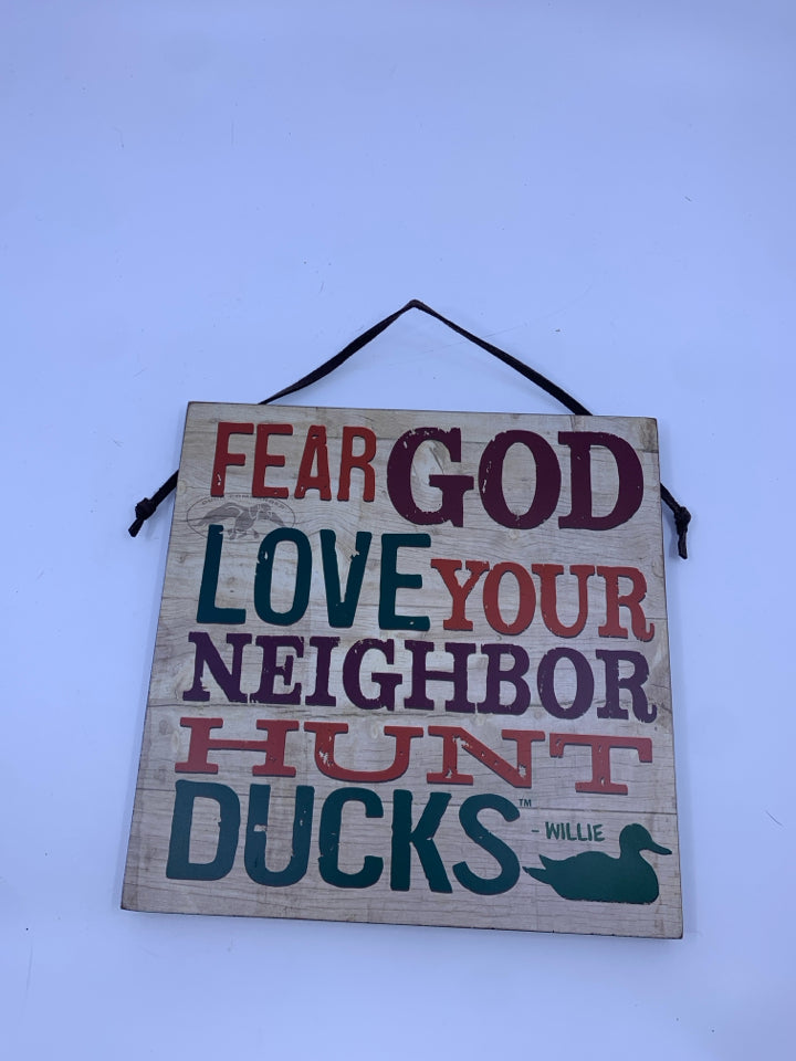 FEAR GOD LOVE YOUR NEIGHBOR WALL HANGING.