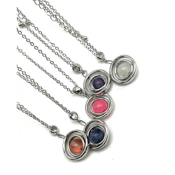 Fidget Anti Anxiety Gem Spinner Pendant Necklace (Assorted Styles)