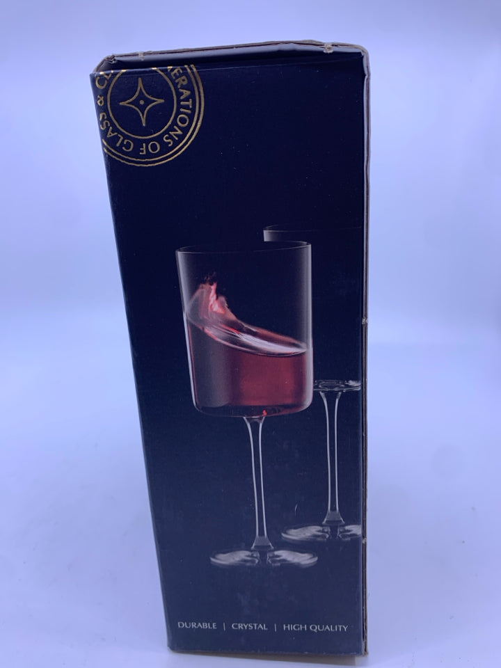2 CLAIRE CRYSTAL RED WINE GLASSES.