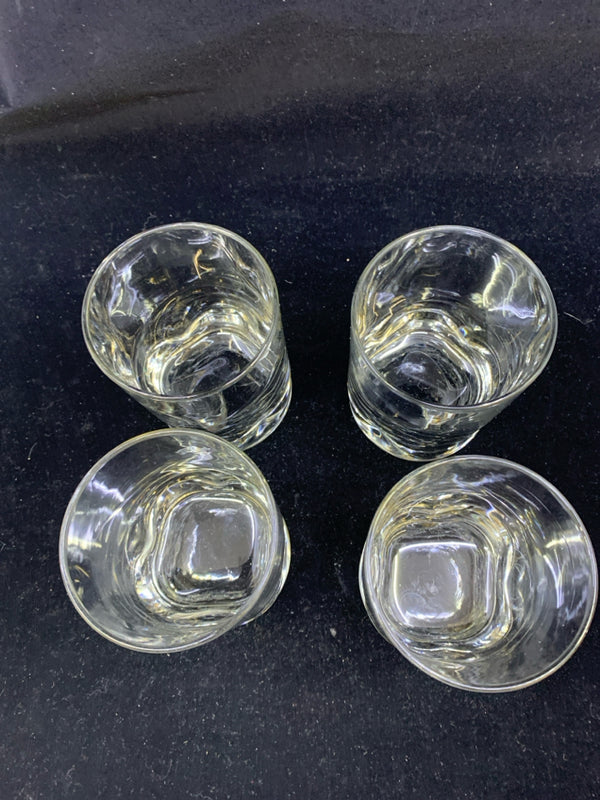 4 SHORT THUMB PRINT GLASSES.