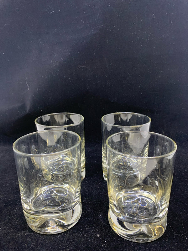 4 SHORT THUMB PRINT GLASSES.