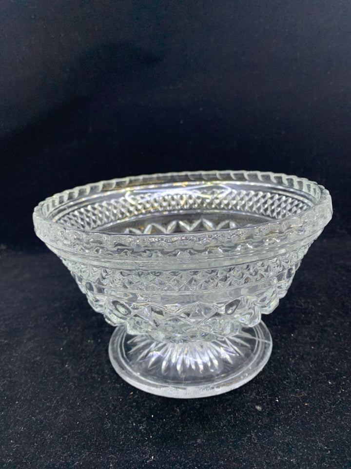 HEAVY FOOTED CUT GLASS CANDY DISH.